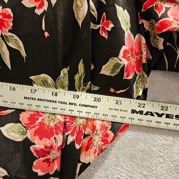 Addona Satin Robe Women XL Floral Black pink red Satin tie sexy hibiscus leisure - Picture 8 of 12